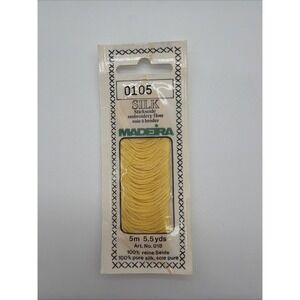 Madeira 100% PURE SILK  Yellow 0105‎ 4-Strand Hand Embroidery Thread 5.5 Yards